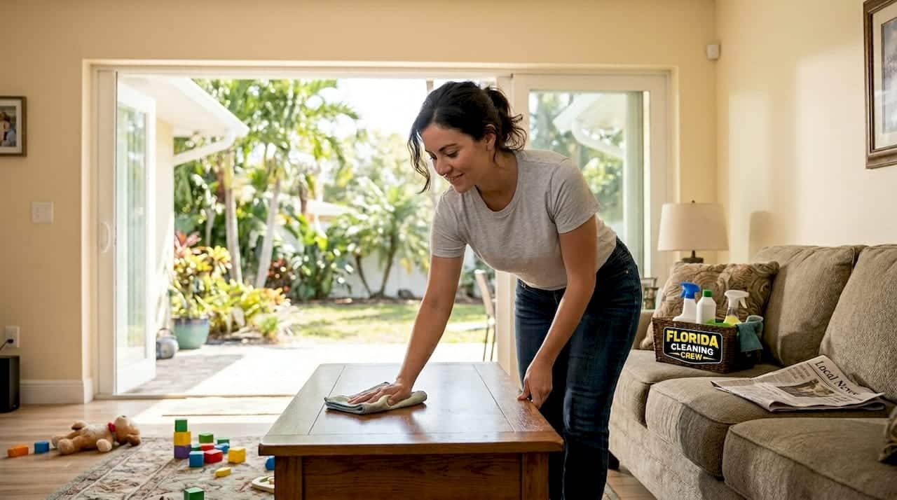 Woman doing everyday cleaning in Tampa home