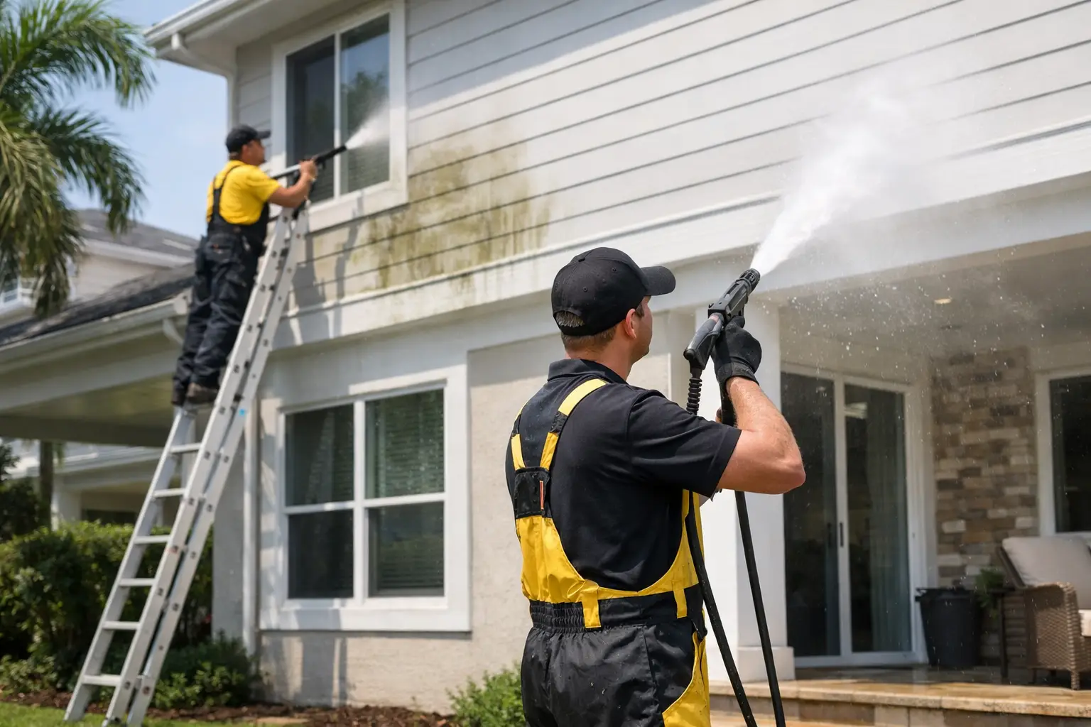 Pressure Washing House Exterior Right