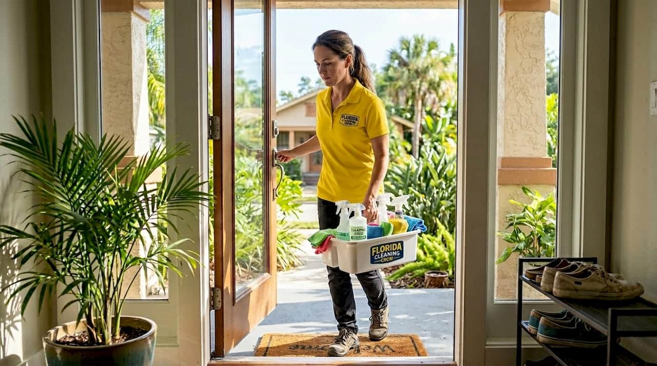 Cleaner arriving on time at Tampa home