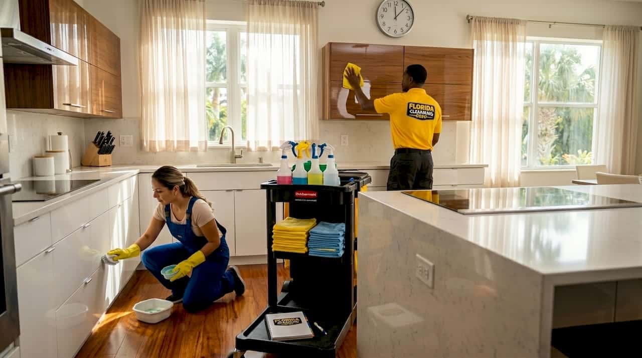 Specialty cleaning crew working in Tampa Bay kitchen