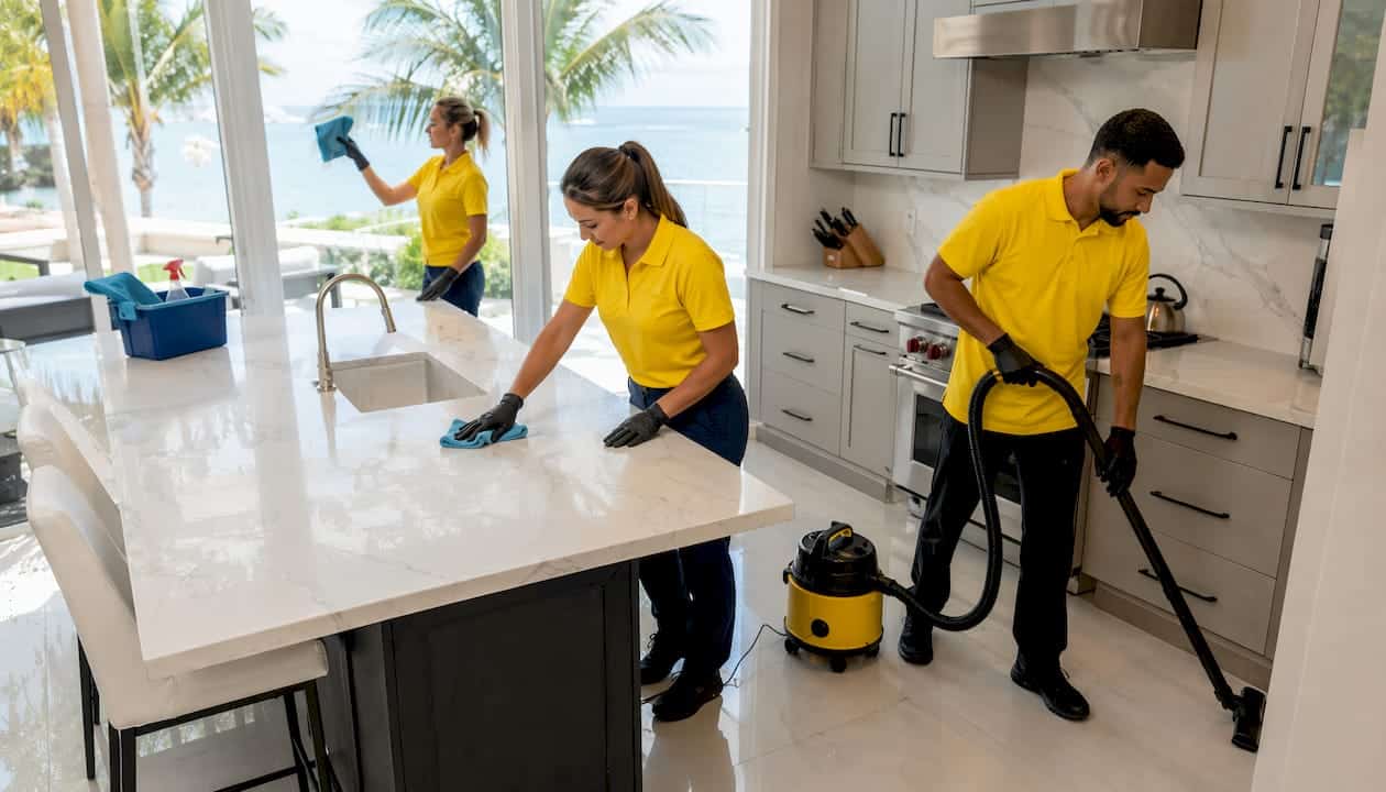 Cleaning crew post-sale cleaning empty Florida home