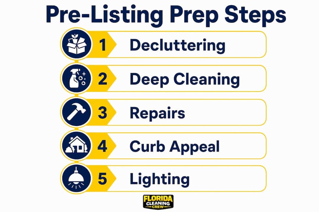 Infographic illustrating steps to prepare home for sale