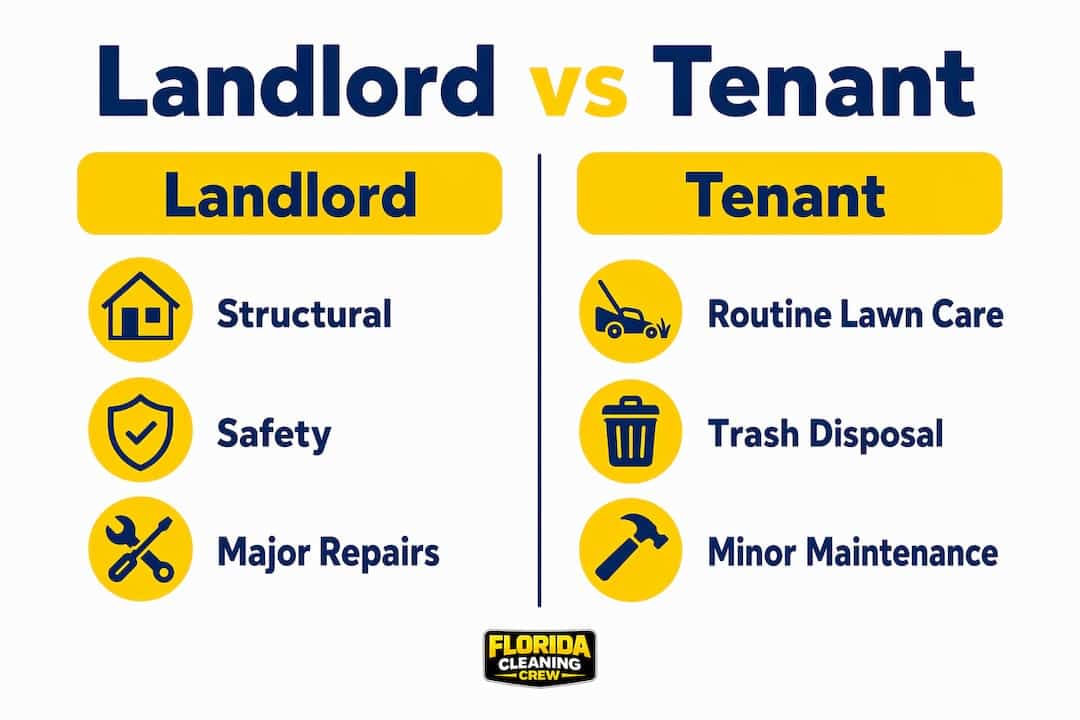Infographic comparing landlord and tenant cleaning roles