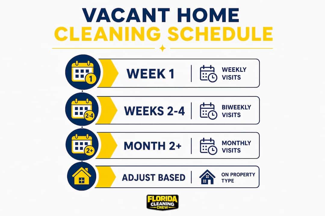 Infographic showing vacant home cleaning schedule