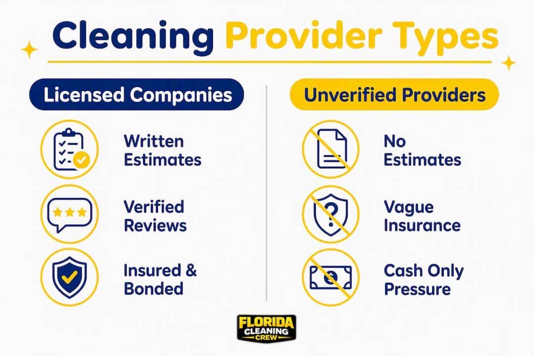 Infographic comparing types of cleaning providers