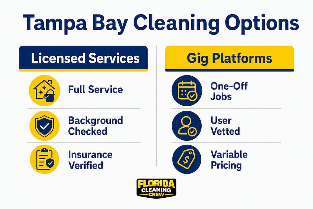Infographic comparing licensed cleaning services and gig platforms