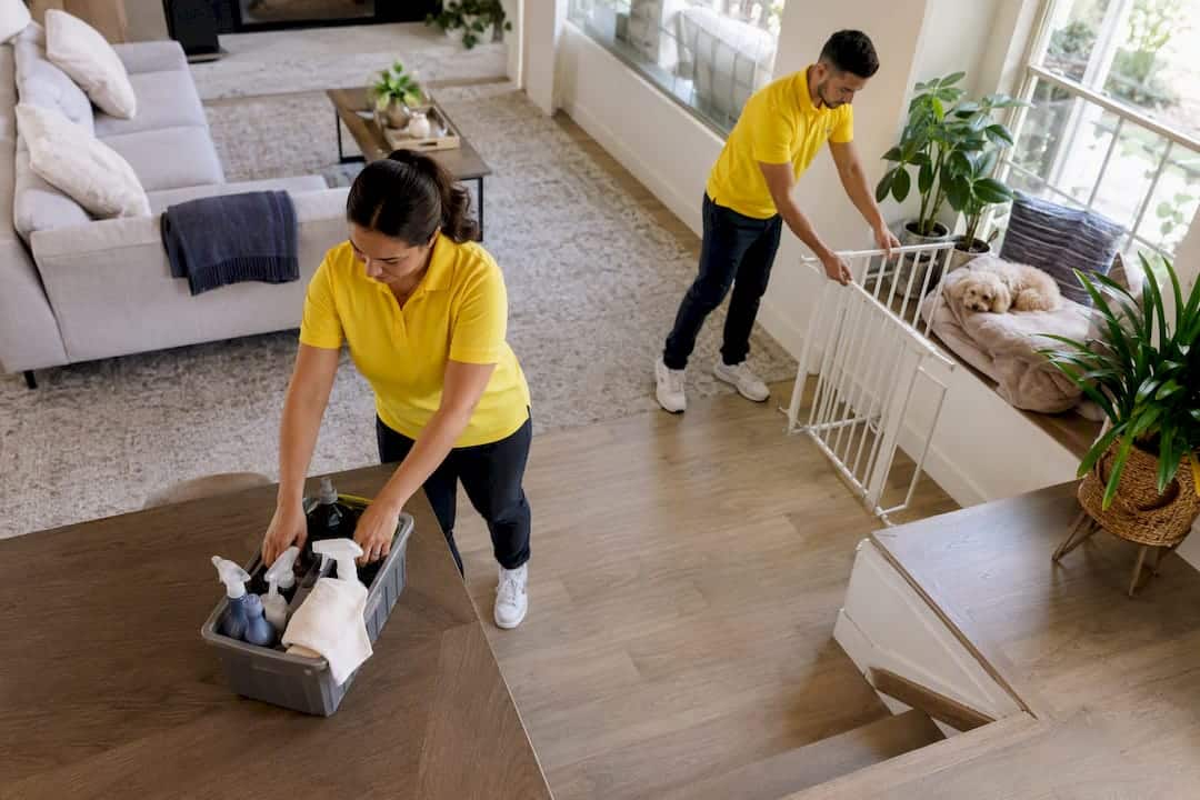 Cleaning crew prepping Tampa home interior