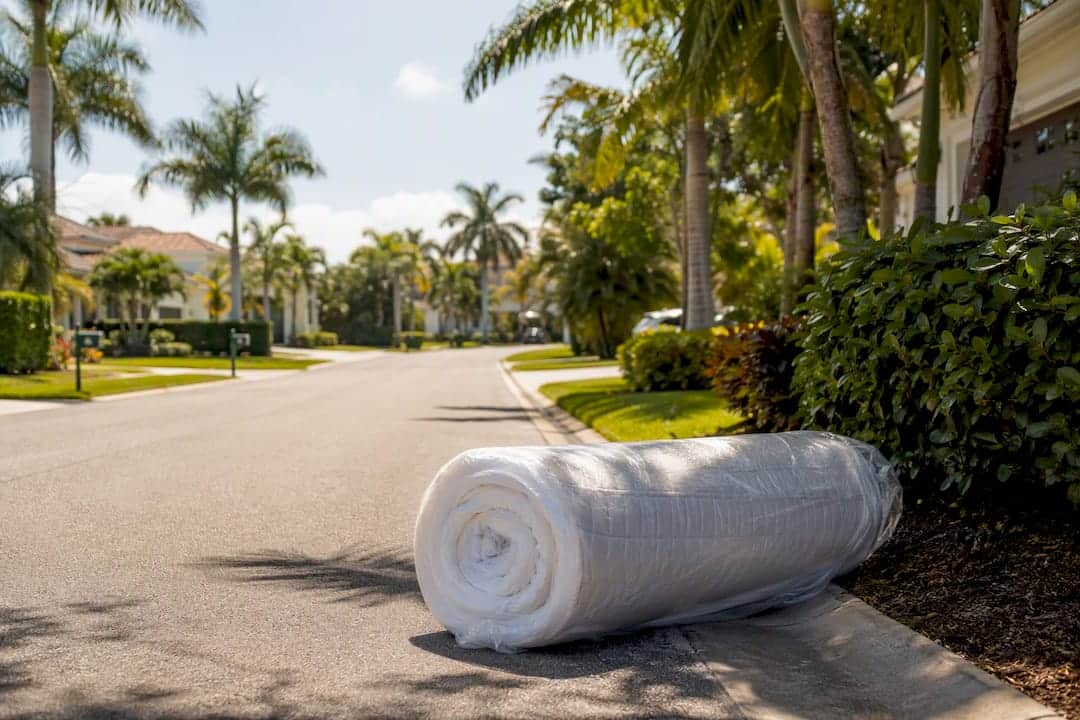 Wrapped mattress at cured designated pickup spot